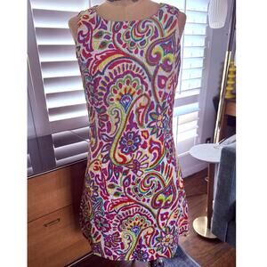 Versus Gianni Versace Silk Paisley Shift Dress 💜 Vintage Italy 26/40